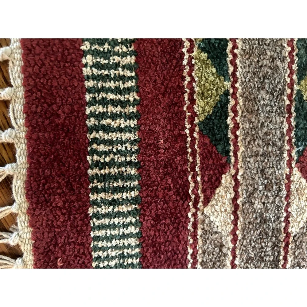 Vintage Soft Hand-Woven Geometric Tribal Pattern Rug 21x36 inches